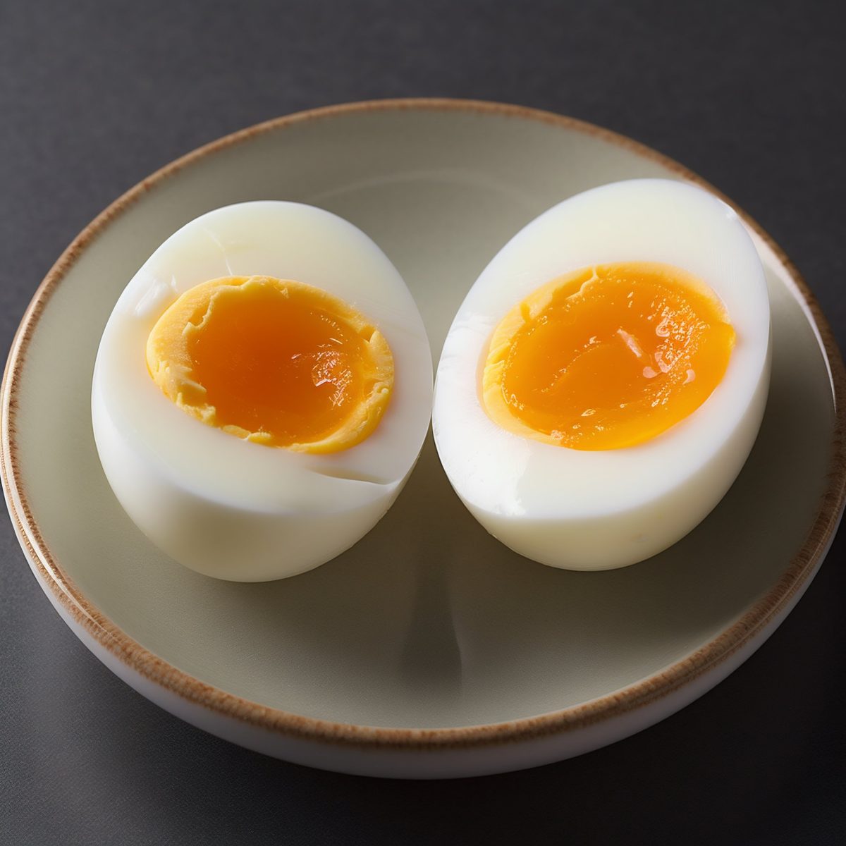 Boiled egg cut in half