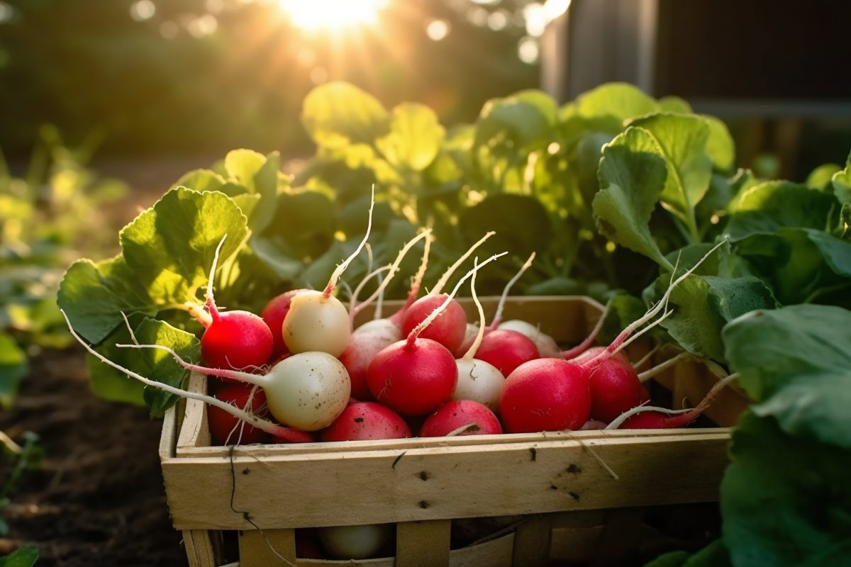 Harvesting radishes
