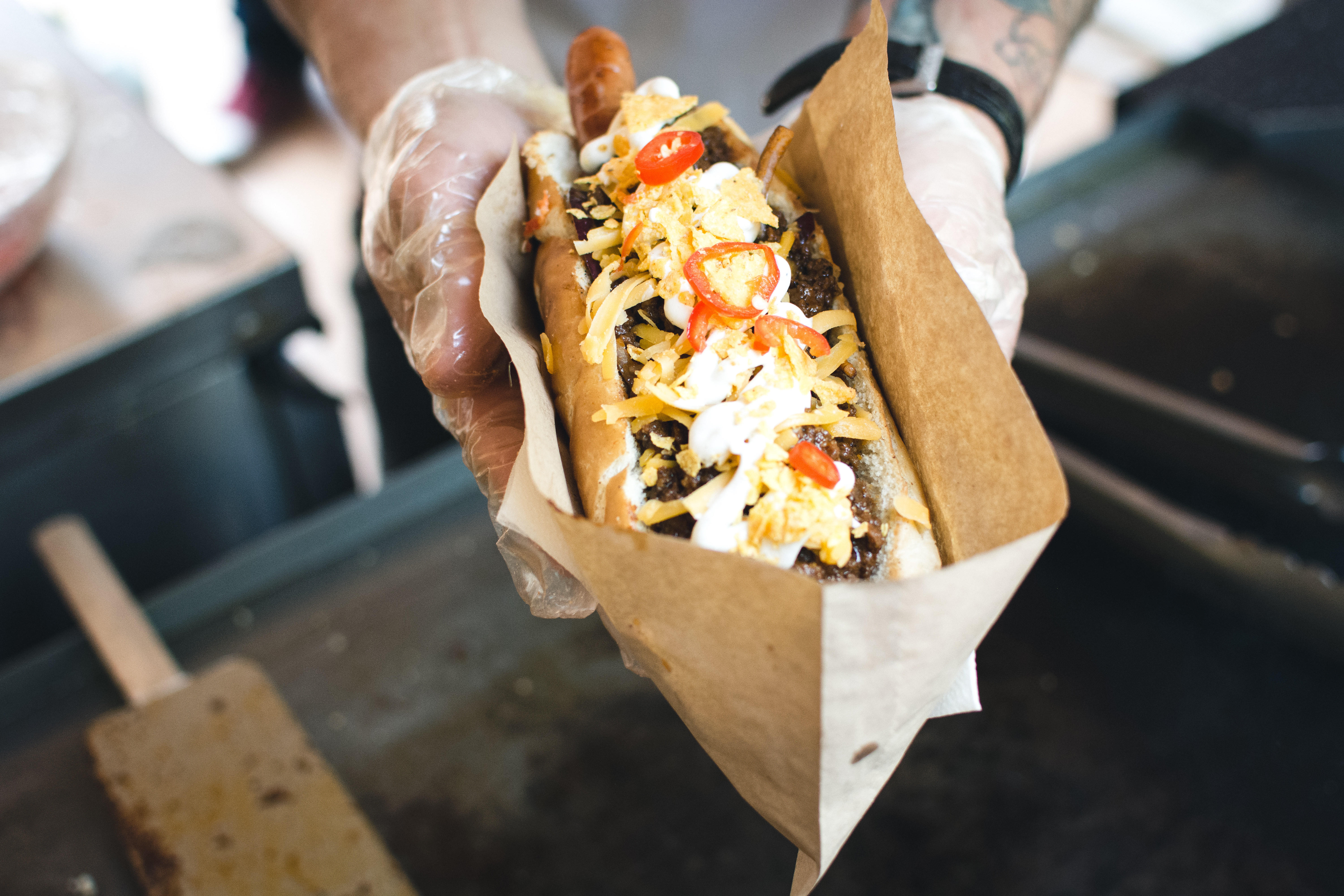 Hot dog in hands