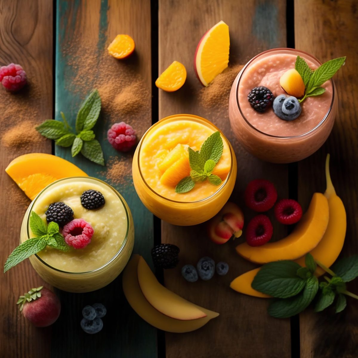 Mango smoothies top view