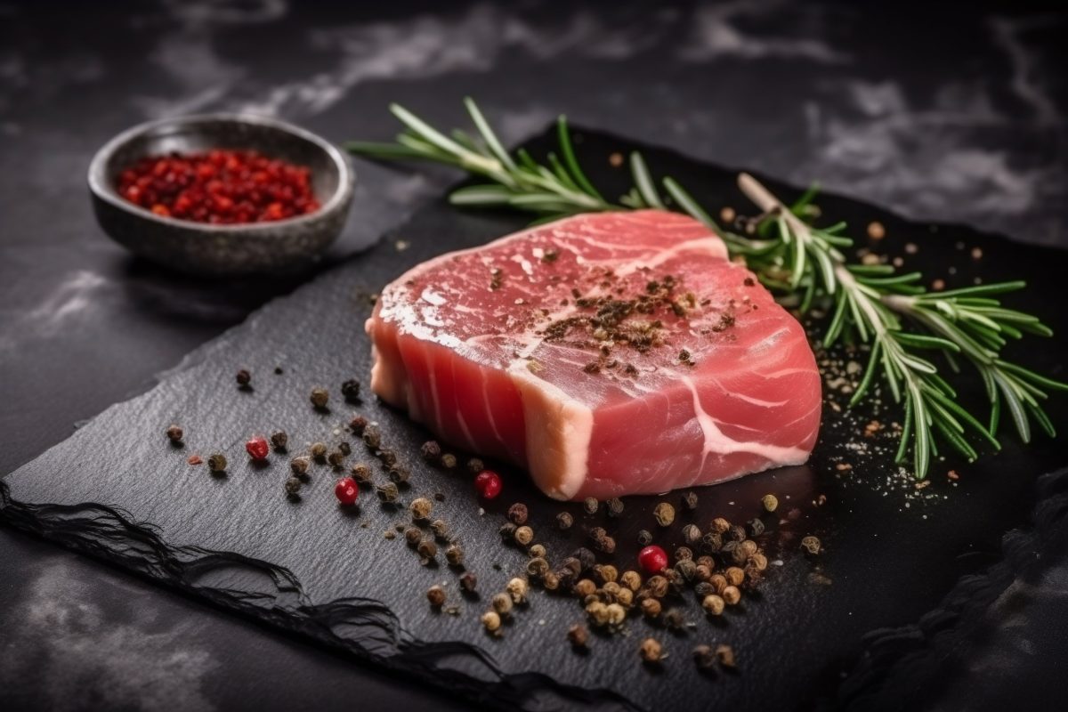 Raw beef steak with pepper