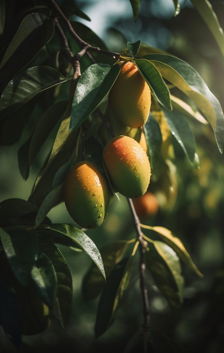 Ripe mango on a mango tree