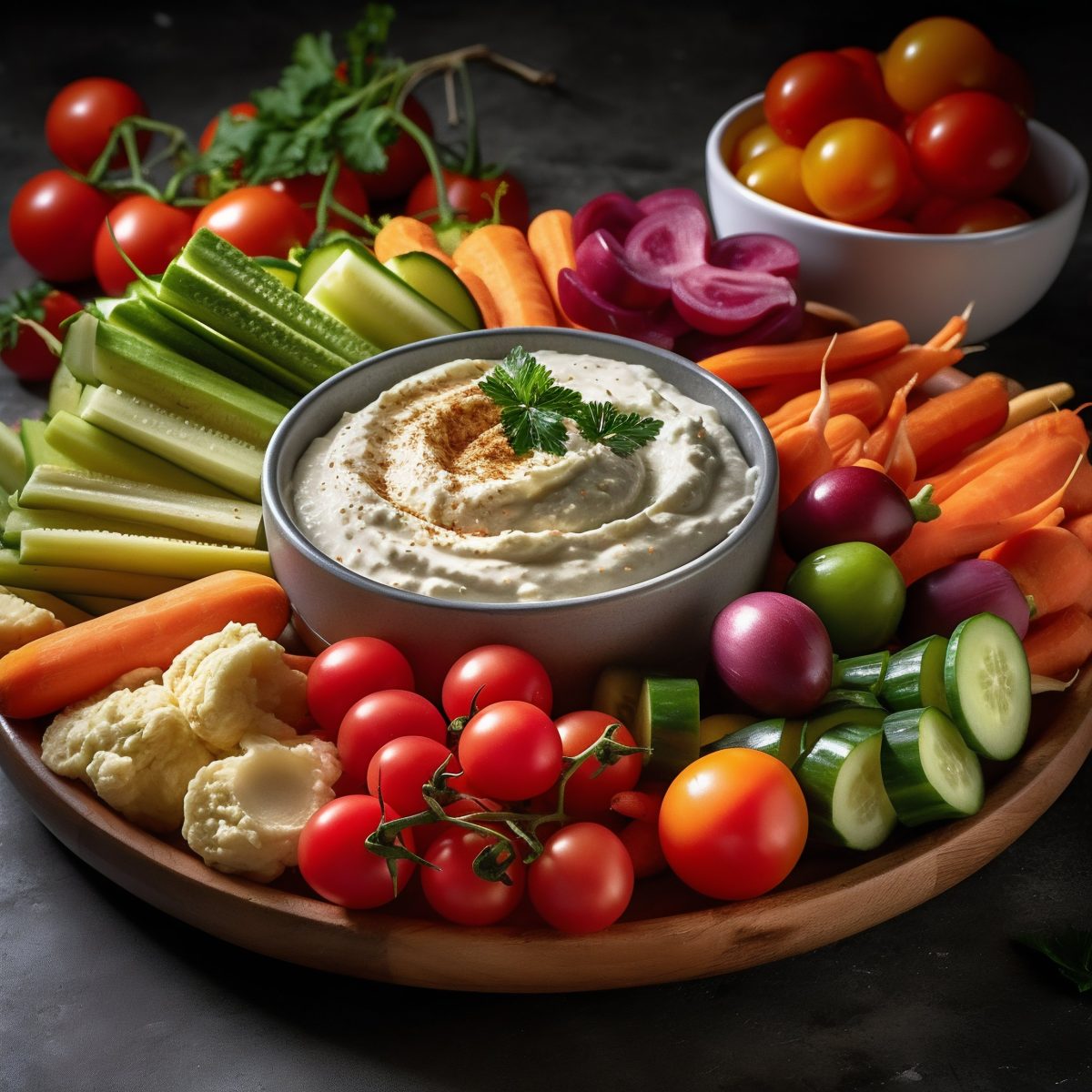 Vegetables with dip platter