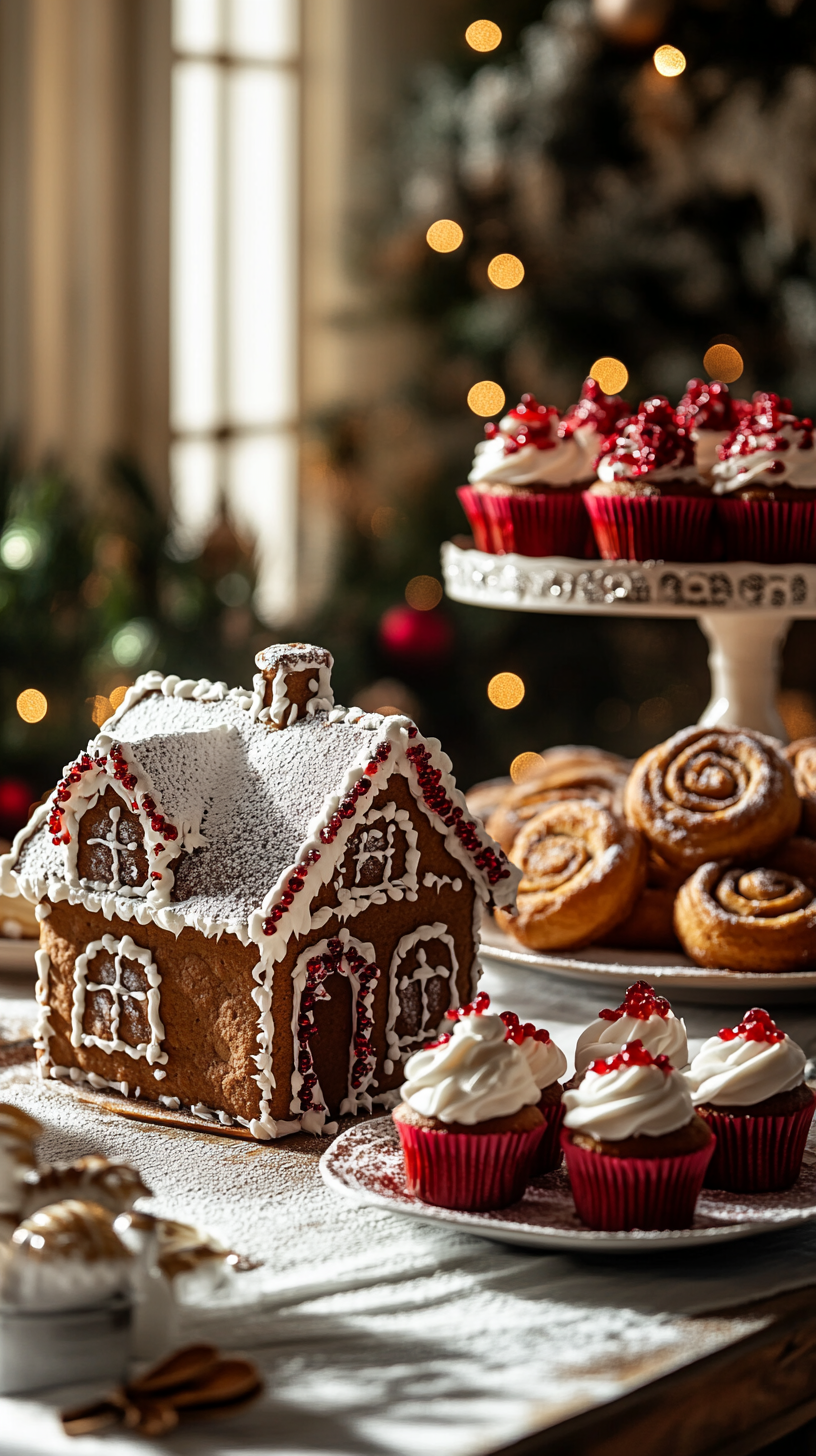 Festive Gingerbread House and Holiday Treats