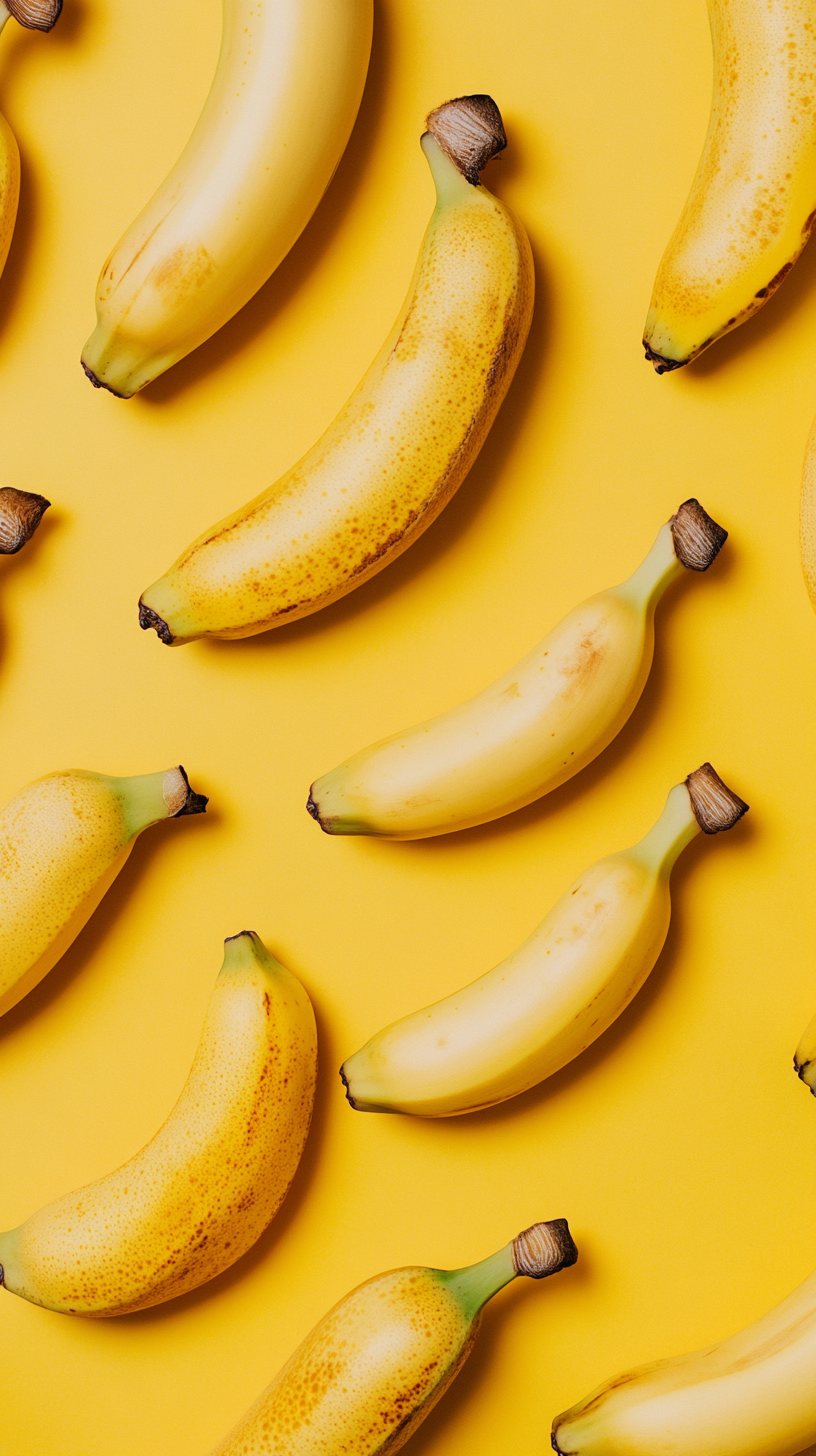Vibrant Bananas on Yellow Background